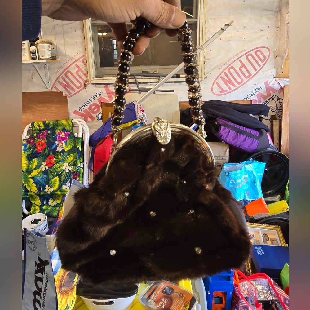 Elegant Brown Faux Fur Handbag